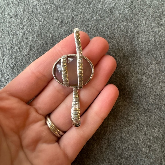 Sterling silver and rose quartz necklace handmade rose quartz pendant - Picture 3 of 3